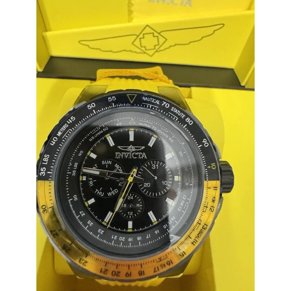 Invicta Aviator Skyshock Men's Quartz Watch 50mm Black/Yellow (big boy watch)